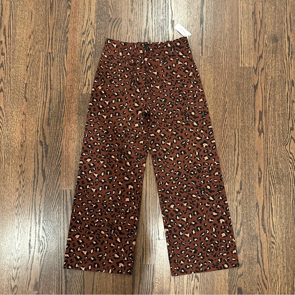 NWT Anthropologie Maeve Crop Colette wide Leg Ponte Pants Leopard 28 - Picture 5 of 10